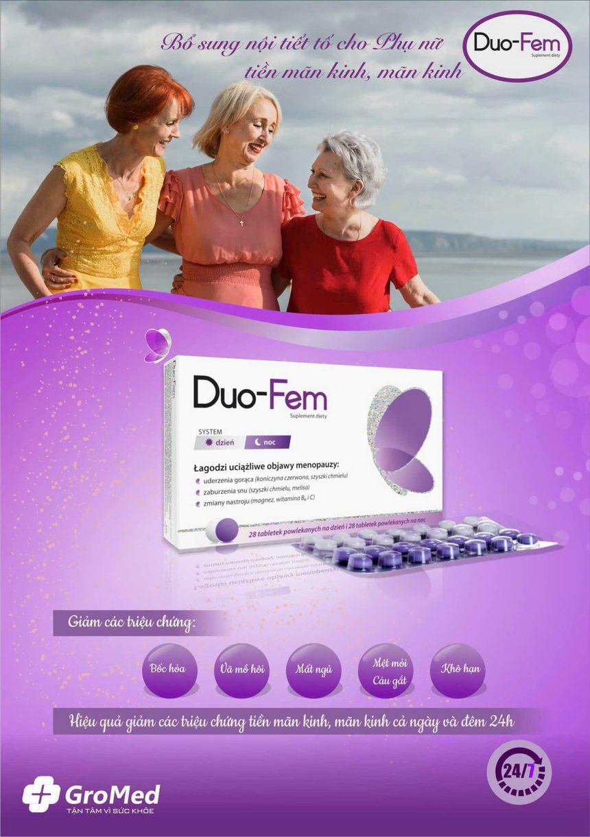 Viên uống nội tiết Duo-Fem cho phụ nữ tiền mãn kinh, mãn kinh - 28 viên ngày và 28 viên đêm